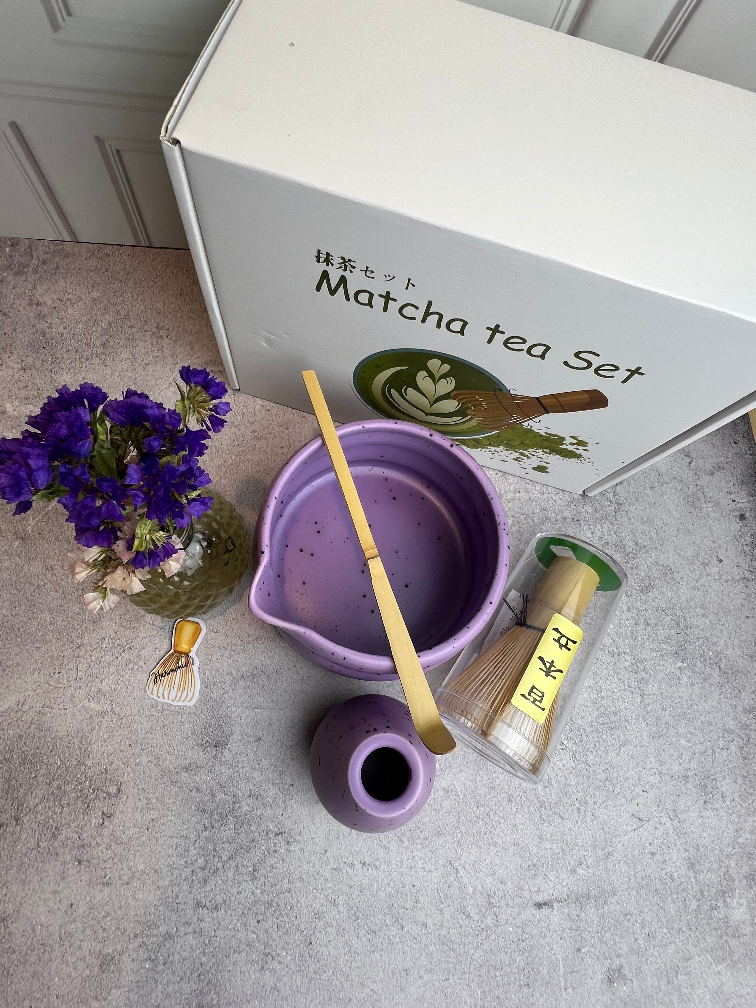 Set Cerámico para Matcha | Azul • Verde • Morado | Ritual Completo Japonés