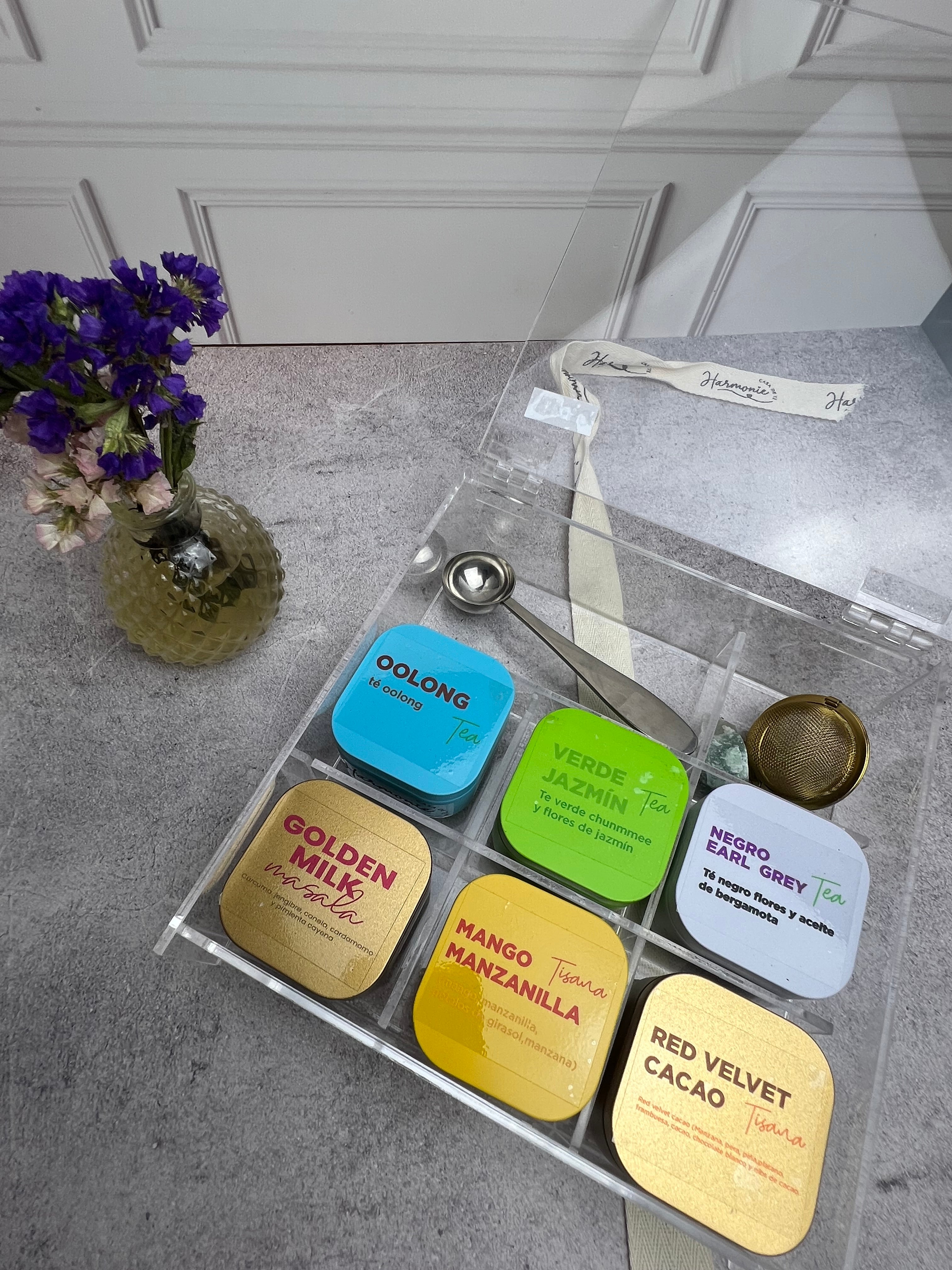 Cajita de mi corazón  con Mini Latas para Té | Exhibición • Regalo • Degustación