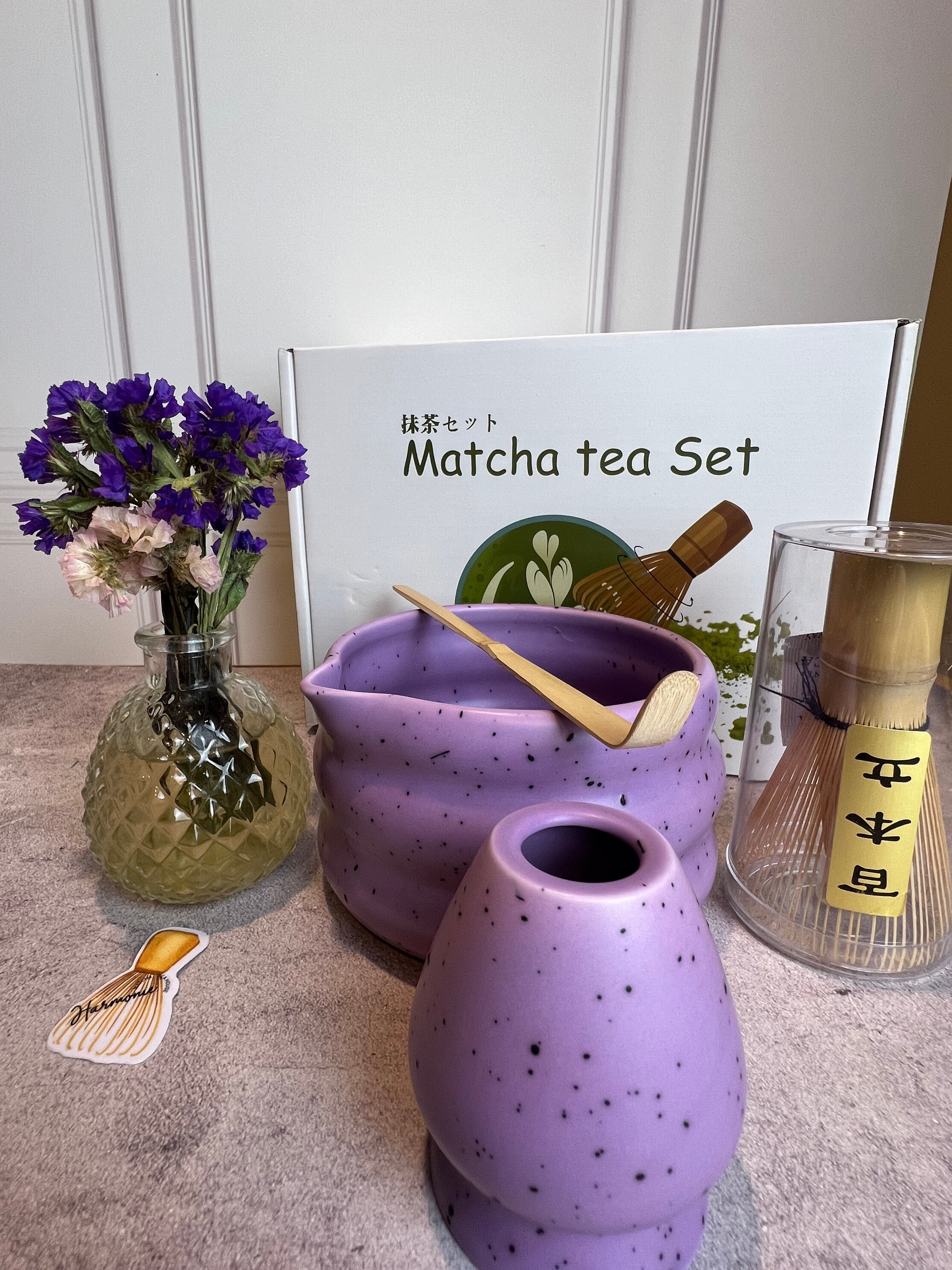 Set Cerámico para Matcha | Azul • Verde • Morado | Ritual Completo Japonés