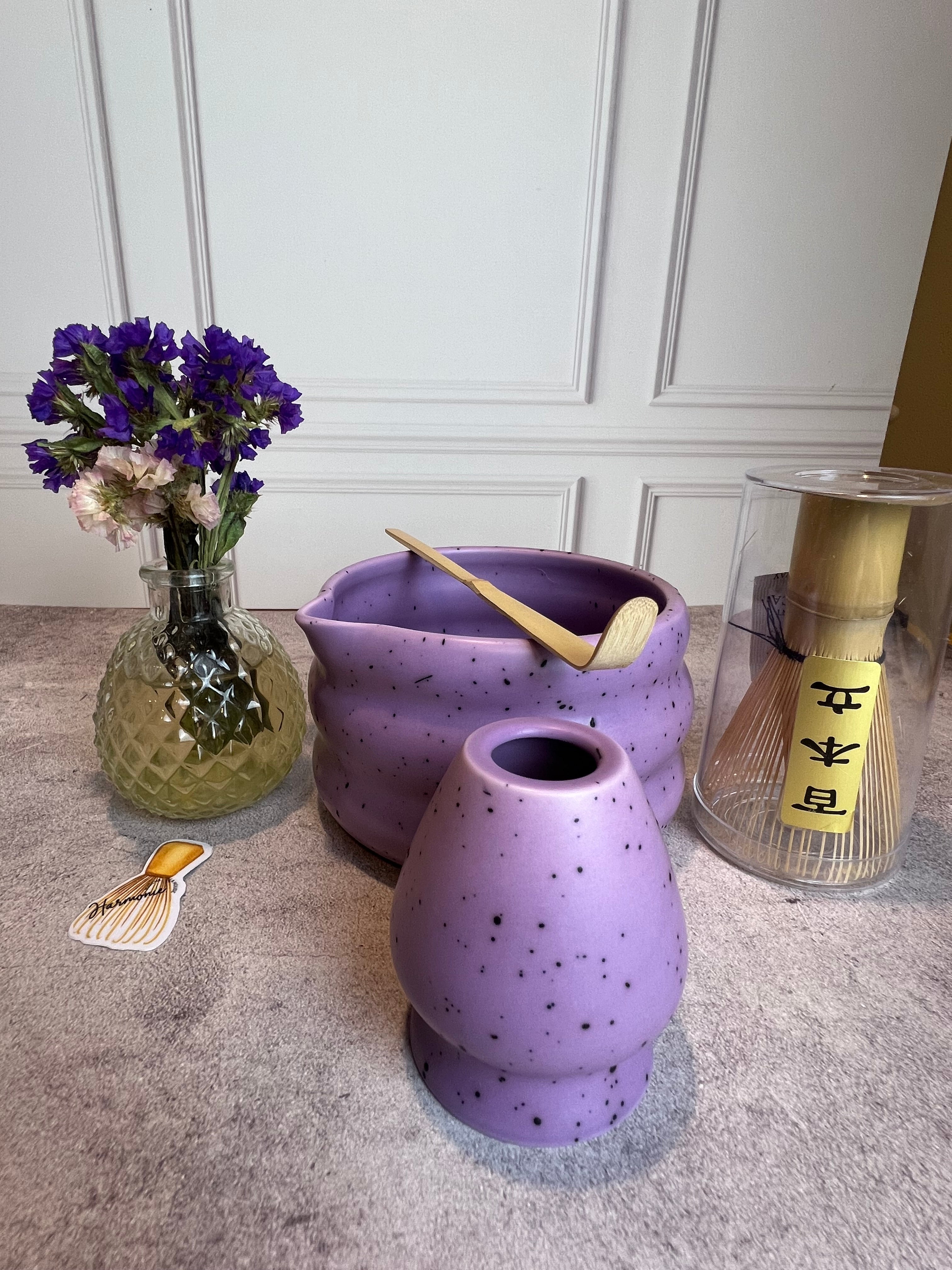 Set Cerámico para Matcha | Azul • Verde • Morado | Ritual Completo Japonés